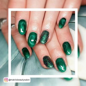 Blue Green Glitter Nails