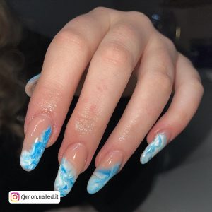 Blue Green Marble Nails