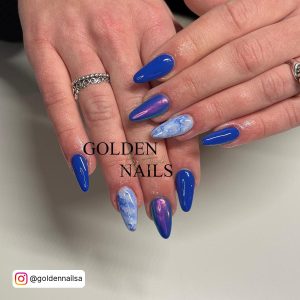 Blue Marble Coffin Nails