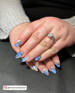 Blue Marble Effect Nails