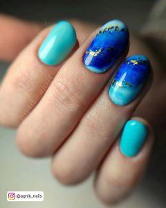 Blue Marble Nails Coffin