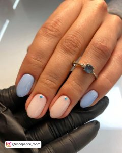 Blue Nail Beds With Diamonds