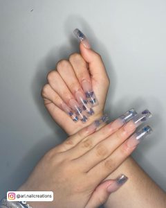 Blue Nail Designs With Butterflies