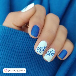 Blue Nail Ideas With White Combination