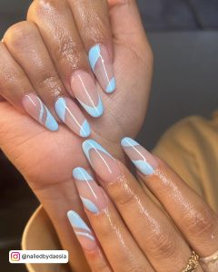 Blue Nails Almond