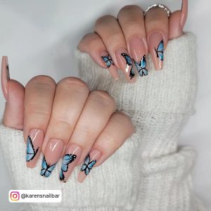 Blue Nails Butterfly