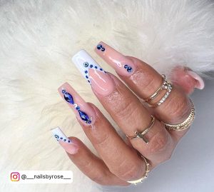 Blue Nails Designs With Diamonds