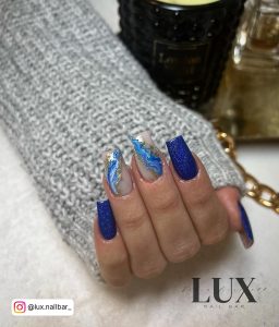 Blue Nails Glitter