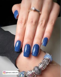 Blue Ocean Nails With Glitter