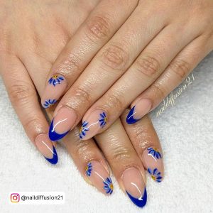 Blue Ombre Almond Nails