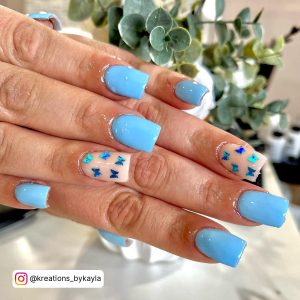 Blue Ombre Butterfly Nails