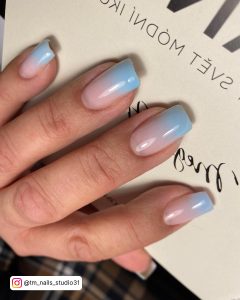 Blue Ombre Coffin Nails For A Simple Look