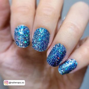 Blue Ombre Glitter Nails