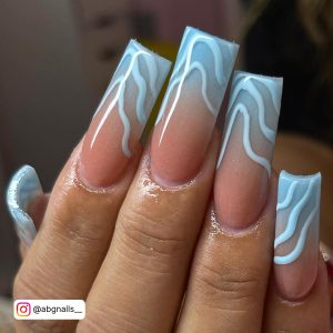 Blue Ombre Nail Ideas In Coffin Shape