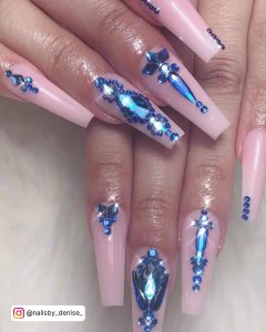 Blue Ombre Nails With Diamonds