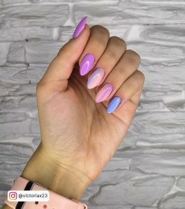 Blue Pink And Purple Nails