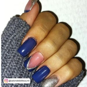 Blue Short Nails Design