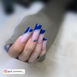 Blue Square Nails Long