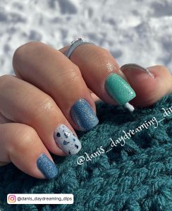 Blue Summer Nails With Glitter Nails