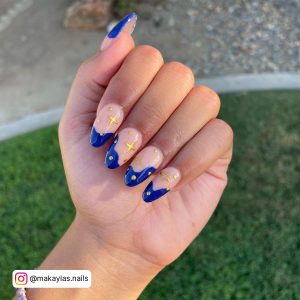 Blue Tip Almond Nails