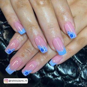 Blue Tip French Nails
