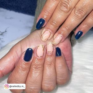 Blue White And Gold Nail Designs