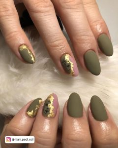 Bright Green And Gold Nails