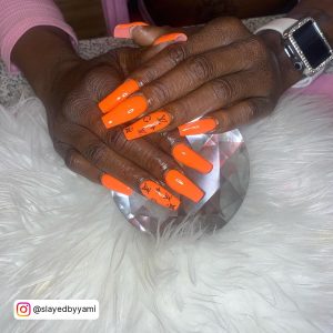 Bright Orange Nails Coffin