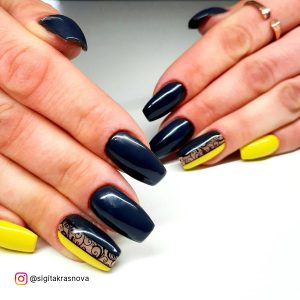 Bright Yellow Coffin Nails