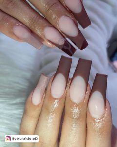 Brown Coffin Nails Short