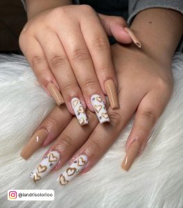Brown Fall Coffin Nails