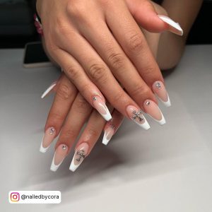 Brown French Tip Nails Coffin