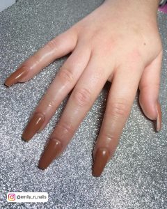 Brown Tip Coffin Nails