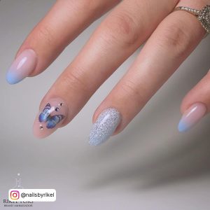 Butterfly Nails Short Blue