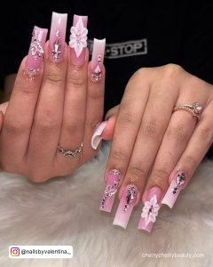Butterfly Pink Acrylic Nails