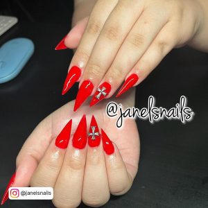Cherry Red Stiletto Nails