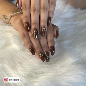 Chocolate Brown Coffin Nails