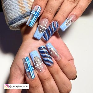 Christmas Acrylic Nails Blue