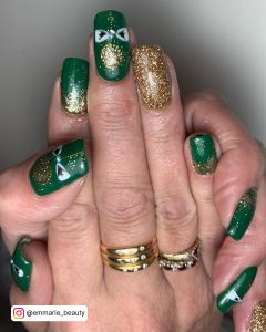 Christmas Nail Designs Green And Gold