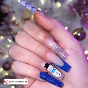 Christmas Nails Blue And White