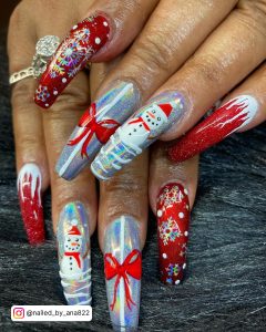 Christmas Nails Red And White