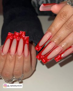 Chrome Nails Bkack And Red