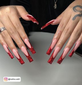 Chrome Nails Black And Red