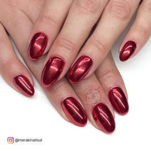 Chrome On Red Nails