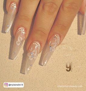 Clear Acrylic Nails With Butterflies