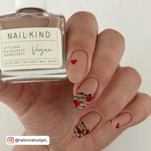 Clear Nails With Red Hearts
