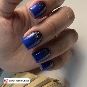 Cobalt Blue Nails With Ombre Effect