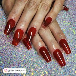 Coffin Acrylic Nails Red