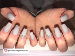 Coffin Black And Grey Ombre Nails
