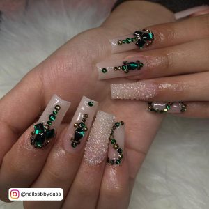 Coffin Emerald Green Acrylic Nails